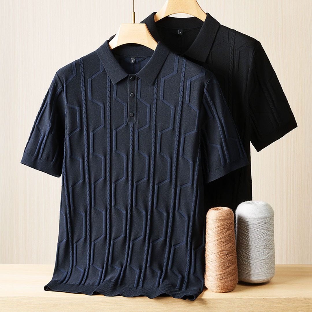 Adam™ | Stilren och luftig Jacquard Pikétröja