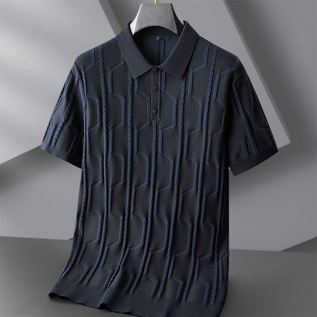 Adam™ | Stilren och luftig Jacquard Pikétröja