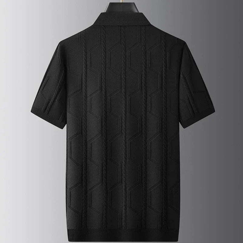 Adam™ | Stilren och luftig Jacquard Pikétröja